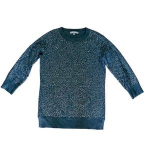Gray Neiman Marcus Cashmere Sweater with sequins, 3/4 sleeve